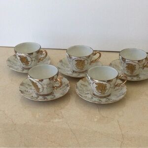 Vintage Sterling China Japan Porcelain 5 Demitasse cups and saucers. .  ##